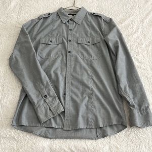 TWENTYONE MEN Grey Collared Men’s Long Sleeve Fitted Button Shirt